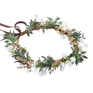 Green Fairy Flower Crown Bridal Headband for Women Girls Wedding Festival